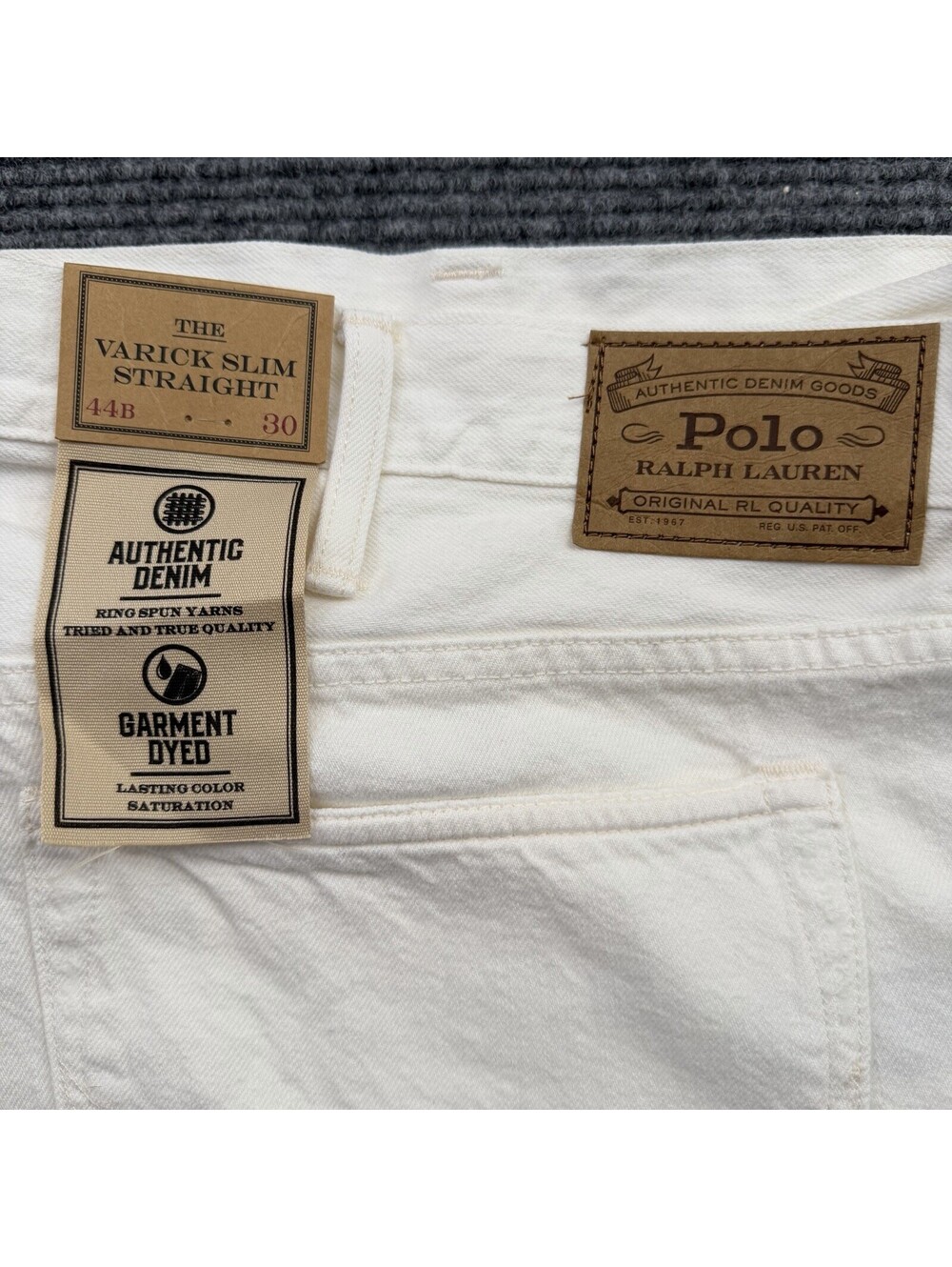 Polo Ralph Lauren Varick Slim Straight Jeans Mens 44Bx30 White Patch Denim NWT - Picture 4 of 9